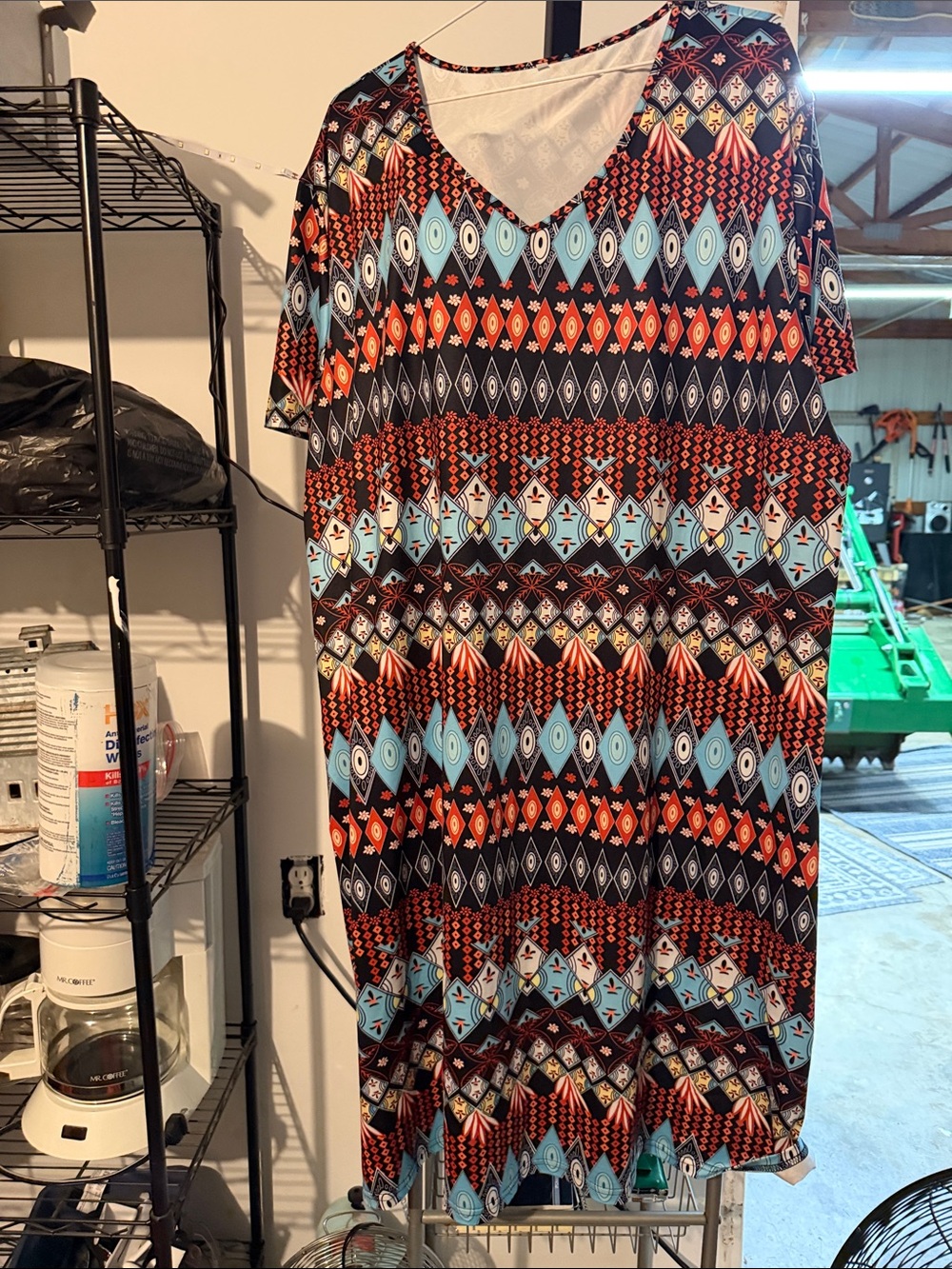 Bold print dress size 4xl, short sleeves